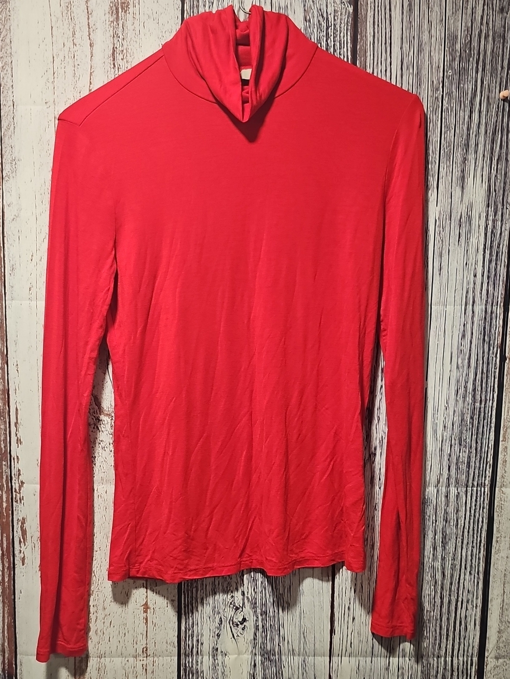 H&M Women’s Bright Red Long-Sleeve Turtleneck Top